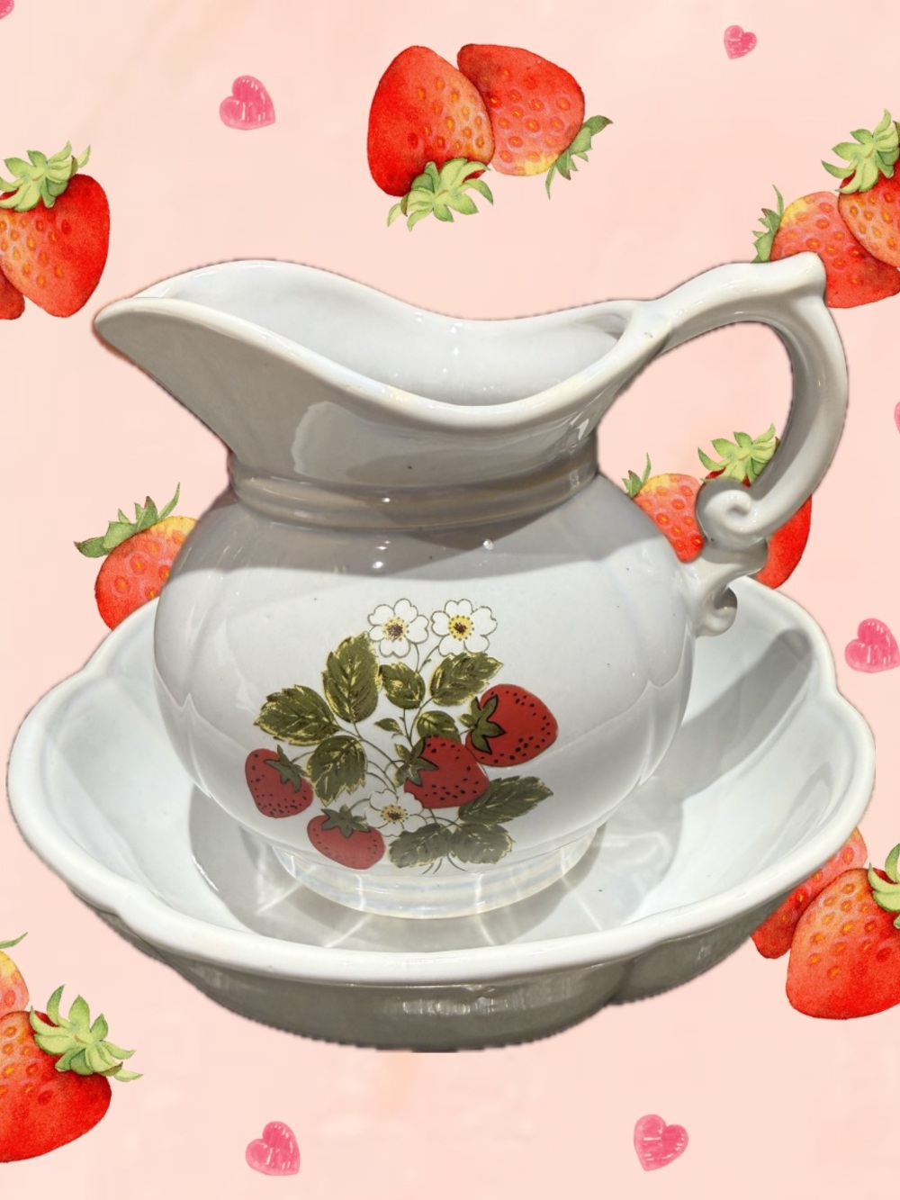 McCoy #7528 Strawberry Country pitcher and basin.